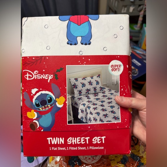 Disney Other - Disney Stitch Twin Sheet Set - White, Blue, Red